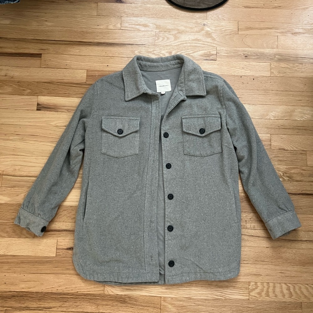 Thread & Supply Light Gray Shacket - image 1